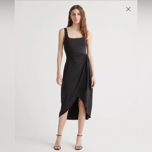 NWT Quince black tencel jersey midi wrap dress